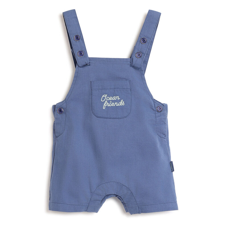 Boys Medium Light Blue Applique Short Dungaree image number 0